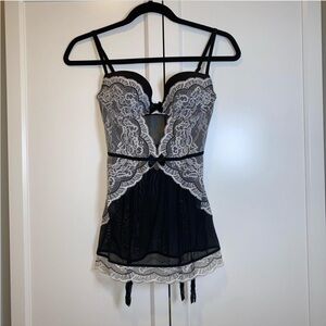 Victoria’s Secret teddy lingerie slip with garters (32C)